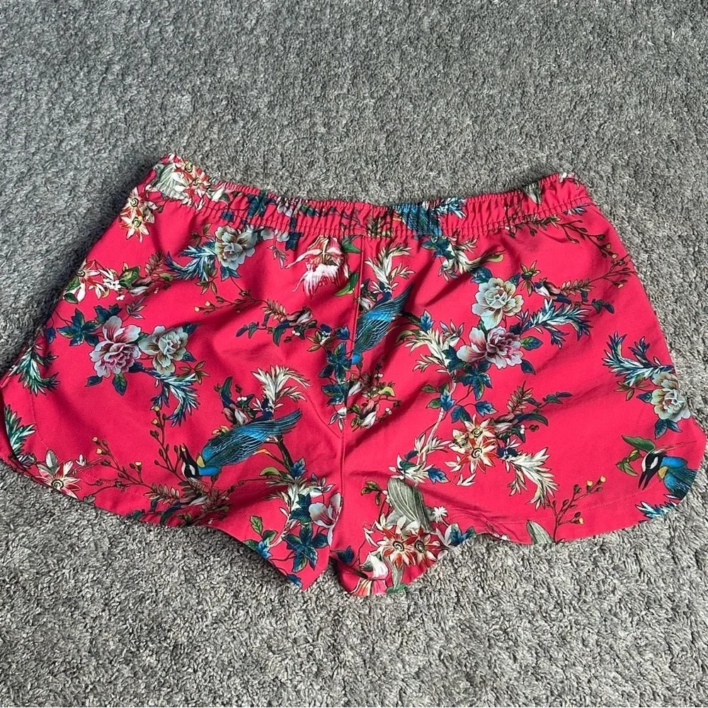 Johnny Was Malakye Board Shorts small coral birds tropical vacation floral trip